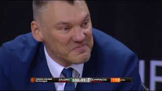 Sarunas Jasikevicius getting emotional after winning Game 4 [upl. by Hsepid857]