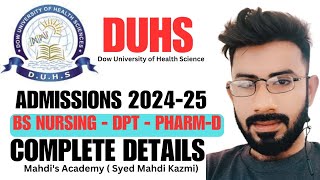 Dow University of health Sciences Admissions 202425 BSN NursingPharmDDPTComplete Details [upl. by Lazes]