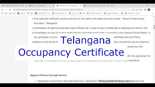 Telangana  Online Occupancy Certificate Online [upl. by Harriett961]