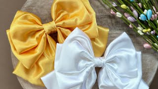 Satin 3 layered hair bow tutorial  coquette bows [upl. by Lorrie547]