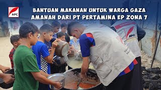 PENGUNGSI PALESTINA DI GAZA UTARA TERIMA BANTUAN MAKANAN SIAP SAJI DARI PERTAMINA EP ZONA 7 [upl. by Nwadrebma]