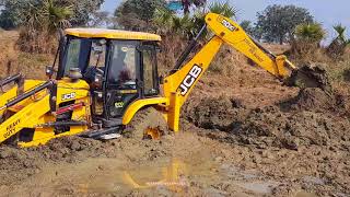 Jcb Vs Mud Video  Amazing Jcb Backhoe Driving In Pond With Skilled Backhoe Operator  Jcb Video [upl. by Reinald]