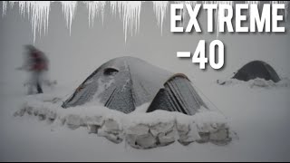 EXTREME Winter SNOW STORM 40C WINTER CAMPING WINTER STORM hits HOT tent FREEZING wind [upl. by Fitzpatrick]