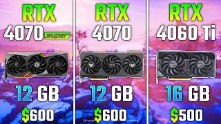 RTX 4070 SUPER vs RTX 4070 vs RTX 4060 Ti  Test in 7 Games [upl. by Ardiedal]