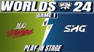 100T vs SHG Game 1  Play In Stage Day 4  2024 Worlds  Softbank HAWKS Gaming vs 100T [upl. by Lrigybab]