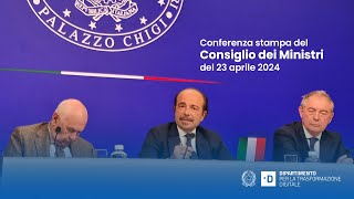 Conferenza stampa del Consiglio dei Ministri del 23 aprile 2024 [upl. by Georgeanne]