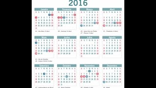 Calendário de feriados de 2016 [upl. by Anniram362]