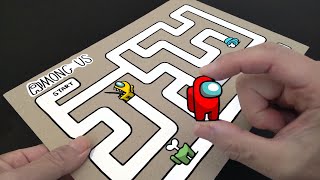 FUNNY Cardboard Maze Game with Among Us｜COOL PAPER CRAFT IDEAS [upl. by Fessuoy209]