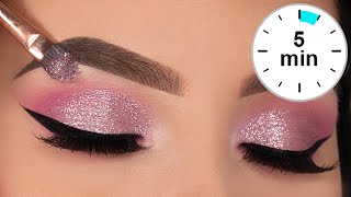 5 MINUTE Glitter Eye Makeup Tutorial  Prom Eye Makeup [upl. by Vallonia]