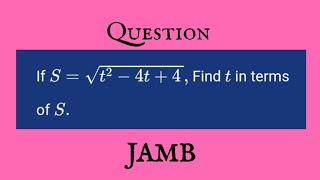 TRANSPOSE Solve S  √t²  4t  4 for t  StepbyStep Algebra Tutorial [upl. by Mchugh608]