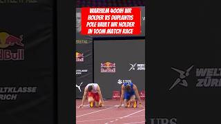 Warholm 400ih wr holder vs Duplantis pole vault wr holder in 100m match race [upl. by Iolenta]