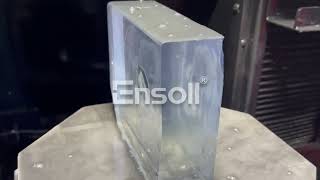 Diamond wire loop cutting glass blocks [upl. by Joye]