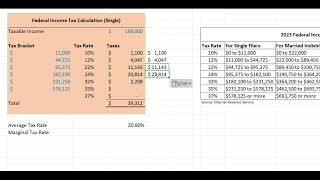 Calculating Federal Income Taxes Using Excel  2023 Tax Brackets [upl. by Asiral]