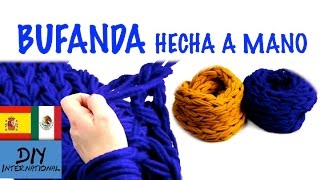 BUFANDA TEJIDA CON LAS MANOS PASO A PASO  BUFANDA INFINITA  TUTORIAL DIY [upl. by Foulk979]