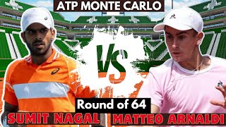 🔴Live  Sumit Nagal vs Matteo Arnaldi  ATP Monte Carlo Country Club  Live Commentary [upl. by Landes590]