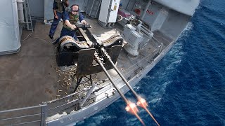 Firing US Monstrously Powerful Twin M2 Machine Gun During Scary Exercise at Sea [upl. by Hamon]