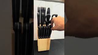 Stainless Steel Knife Set with High carbon Blades and Pine Wood Block 14 Pieces [upl. by Randi]