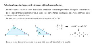 Relação entre perímetros ou entre áreas de triângulos semelhantes [upl. by Attenreb]