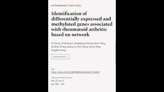 Identification of differentially expressed and methylated genes associated with rheum  RTCLTV [upl. by Anelrac]