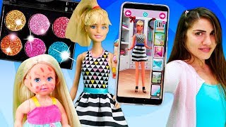 Barbie giyim ve makyaj yapma oyunu Barbie ailesi videosu [upl. by Eybbob776]