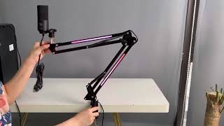 Tutorial of Connecting ZealSound HT35 RGB Microphone Arm Stand for Fifine K669B Microphone [upl. by Alyled]