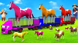 Colorful Horses Crazy Gorillas Colorful Horse Experiment Gone Wild  Horse Truck Transport Animals [upl. by Anirahtak61]