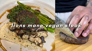 🥩 BEST VEGAN STEAK RECIPE  LIONS MANE shorts [upl. by Marylee]