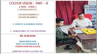 COLOUR VISION  PART  2  VIVA VOCECOLOUR BLINDNESSTYPES CAUSES amp VALUES  BY DR MUSLIM KHAN [upl. by Sewoll]