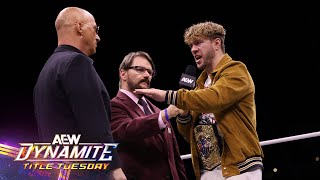 Will Ospreay AEW International Champ demands answers from Don Callis  10824 AEW Dynamite [upl. by Anaes934]