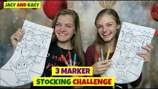 3 Marker Stocking Challenge  Fun DIY Christmas Stockings  Jacy and Kacy [upl. by Biondo]