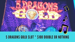 FIVE DRAGONS GOLD SLOT  100 DOUBLE OR NOTHING  SunFlower Slots [upl. by Ahsakat]