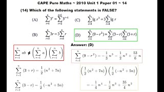 CAPE Pure Maths U1P1  Summation Falsity  201014 [upl. by Oidgime]