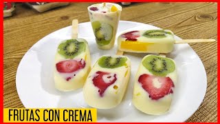 HELADOS DE FRUTAS CON CREMA DELICIOSOS HELADOS CASEROS  PALETAS DE FRUTAS CON CREMA [upl. by Attiuqehs370]