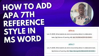 How to Add APA 7th reference style to MS Word [upl. by Gatias]