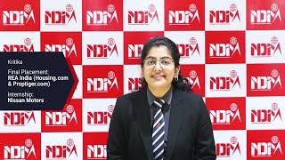 NDIM Placement  Kritika Placed at REA India Housingcom amp Proptigercom  NDIM Top PGDM  MBA [upl. by Illak]