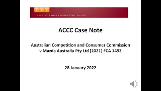 ACCC v Mazda Australia Pty Ltd 2021 FCA 1493 Presentation [upl. by Dixil]