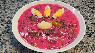 Холодник свекольный на кефире с колбасой 🌟 Cold summer beetroot soup [upl. by Oibesue]