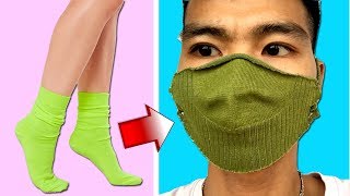 Mundschutz maske selber machen deutsch 3 Varianten Maske aus socken  Mundschutz ohne nähen [upl. by Kaylee872]