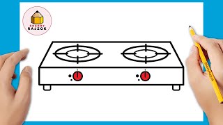 Hogyan rajzoljunk tűzhelyet  Hogyan rajzoljunk gáztűzhelyet  Könnyű Rajzok [upl. by Nytsyrk]