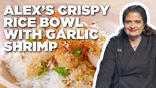 Alex Guarnaschellis Crispy Jasmine Rice Bowl with Garlic Shrimp  Alex vs America  Food Network [upl. by Karb]