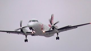 First official flight  Sprintair Saab 340A SPKPL SRN 805 landing at Berlin Tegel airport [upl. by Salokkin]