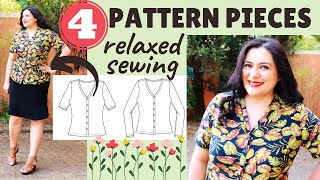 ONLY 4 PATTERN PIECES Foz top amp cardigan Itch to Stitch Beginner friendly sewing Snaps [upl. by Mac]