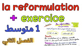 la reformulation 1AM درس إعادة الصياغة فرنسية أولى متوسط الفصل الثاني [upl. by Enellek]