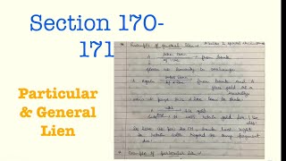 Sec 170 171  Indian Contract Act  Particular amp General Lien lien judiciary law [upl. by Olympie]