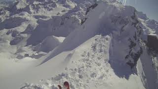 Skiing Mont Forts NW face direct couloir from North ridge [upl. by Bergess]