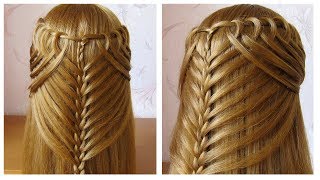 Coiffure avec tresse 🌸 Belle coiffure facile à faire cheveux mi long  long 🌸 Coiffure pour fille [upl. by Mitzie]