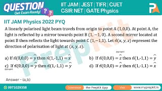 IIT JAM 2022 PYQ  A linearly polarised light beam travels from origin to point A 100  PrepKit [upl. by Mabelle]