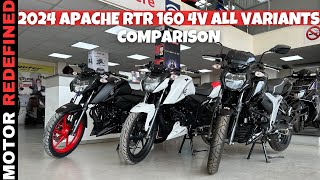 2024 TVS Apache RTR 160 4V E20 OBD2  All Variants Comparison  Best Variants Kaun Sa Hai [upl. by Copeland387]