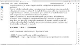 2 EXPLIQUE o porquê é importante que a tobramicina seja incorporada em um sistema de liberação modi [upl. by Marv121]