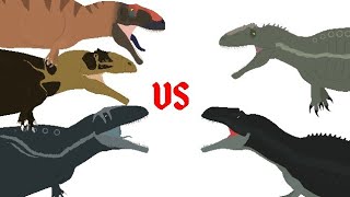 Tyrannotitan vs Mapusaurus vs Acrocanthosaurus vs Giganotosaurus vs CarcharodontosaurusANIMATION [upl. by Aretina]